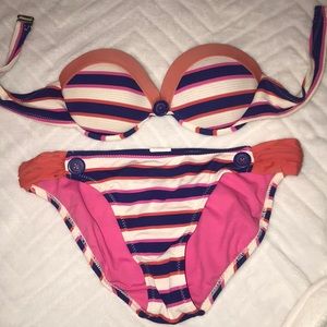 Striped bikini with buttons